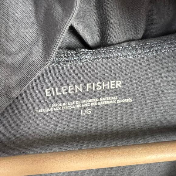 Eileen Fisher Hooded Cardigan Women Size L Organic Cotton Open Front Boho Blue - Picture 9 of 10